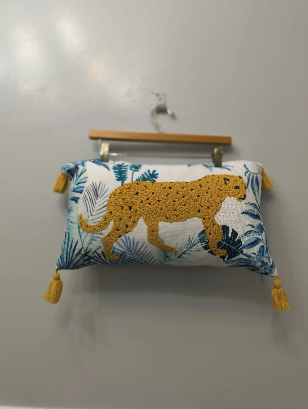Opal housexJungalow Leopard Embroidered Lumbar Toss Pillow Cover 12inx20in